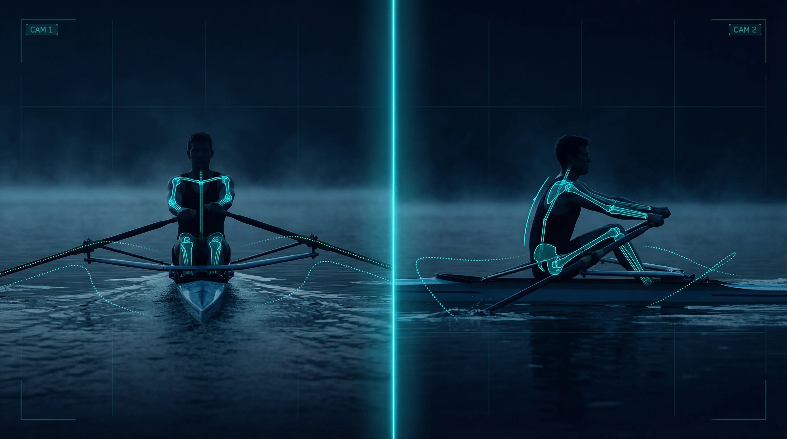 MovAcam Dual-Kamera-Analyse aus zwei Perspektiven für Rudern