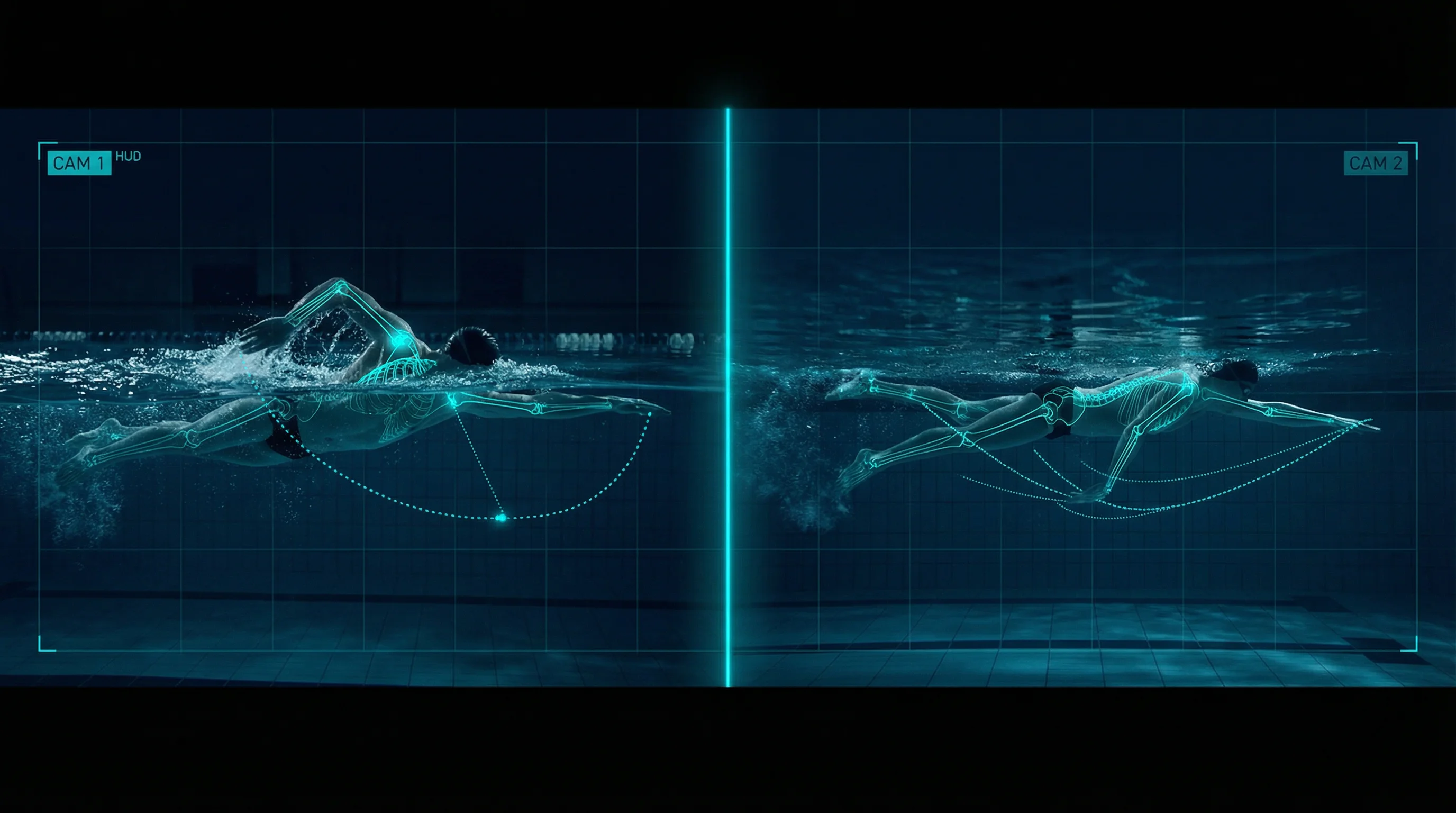 MovAcam Dual-Kamera-Analyse aus zwei Perspektiven für Schwimmen