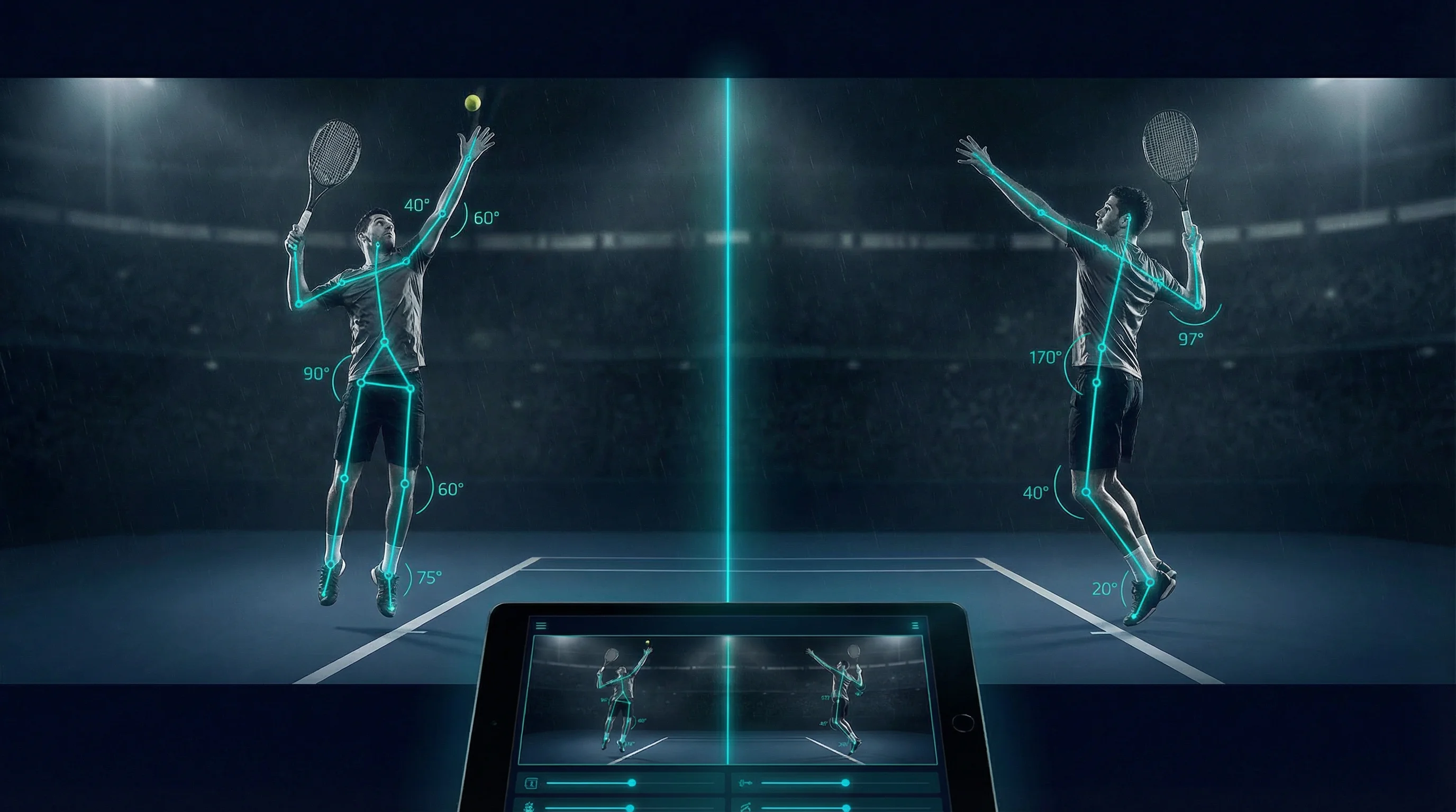 Tennis-Aufschlaganalyse aus zwei Perspektiven mit MovAcam