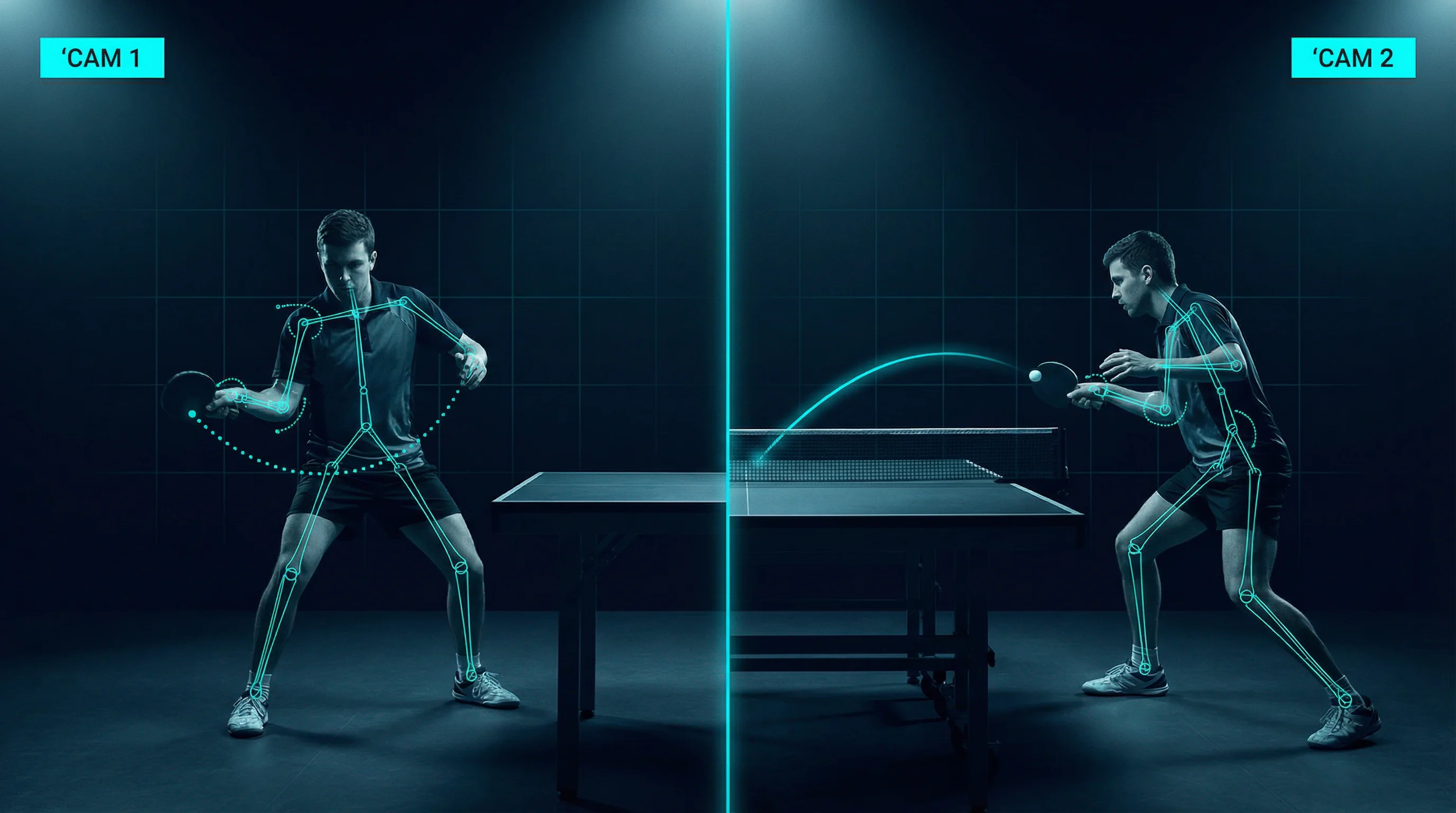 MovAcam Dual-Kamera-Analyse aus zwei Perspektiven für Tischtennis