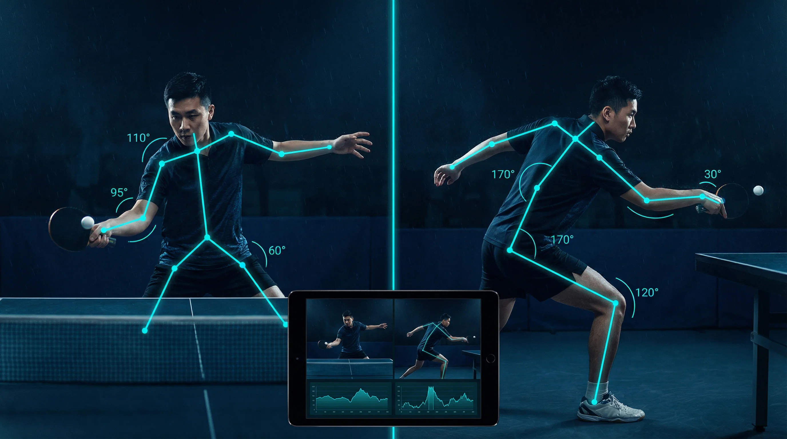 Tischtennis-Technikanalyse aus zwei Perspektiven mit MovAcam