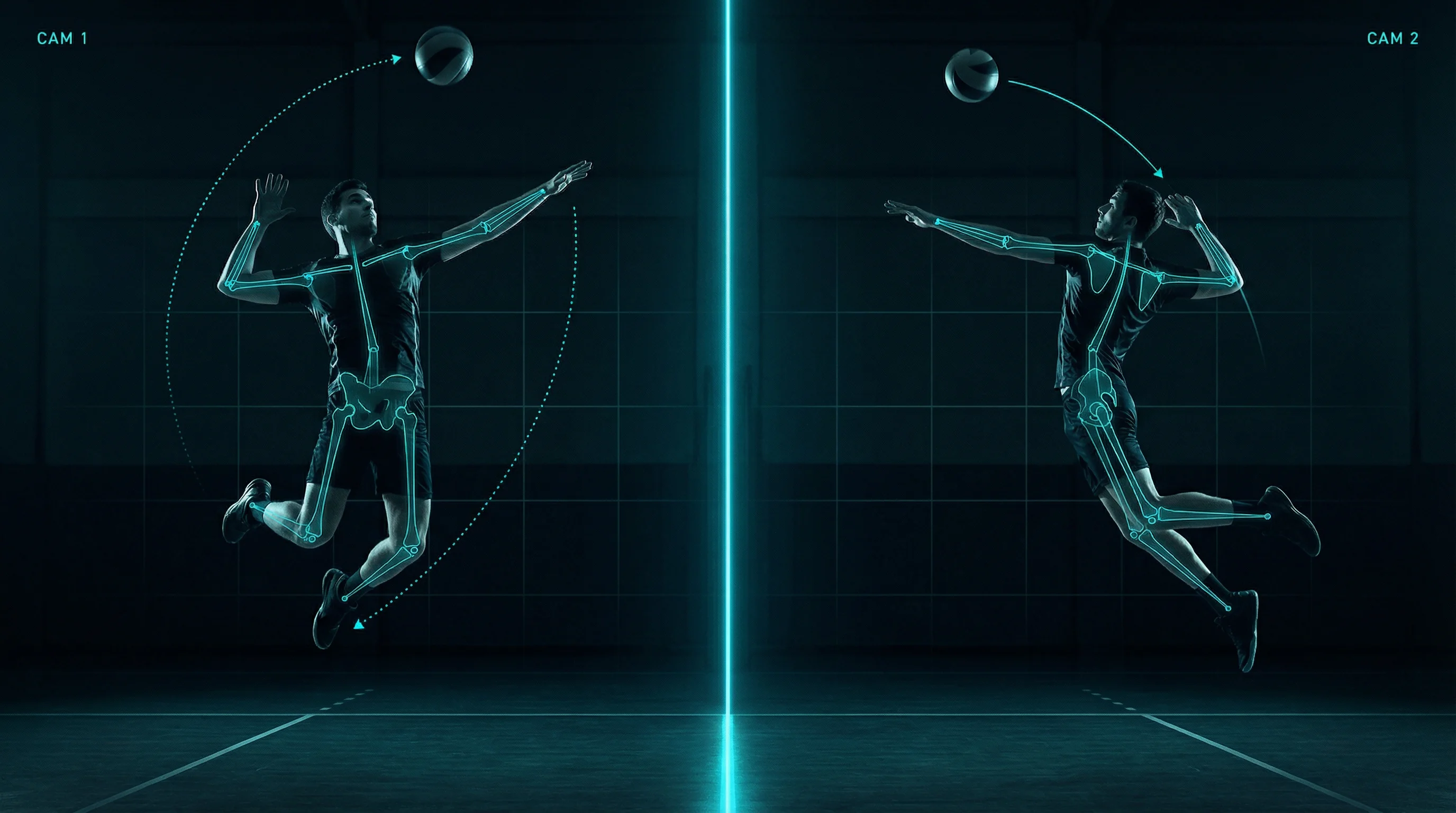 MovAcam Dual-Kamera-Analyse aus zwei Perspektiven für Volleyball