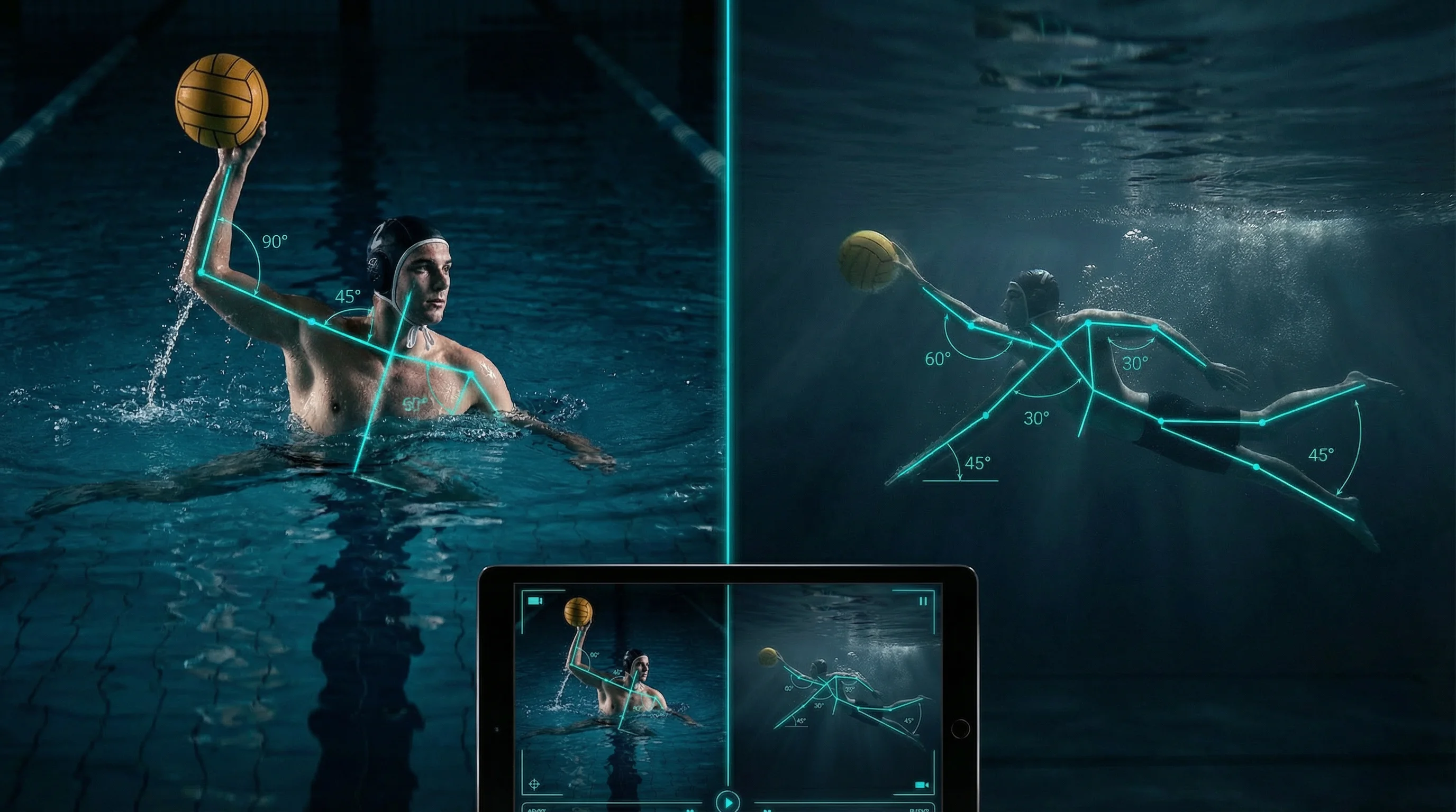 Wasserball-Wurfanalyse aus zwei Perspektiven mit MovAcam